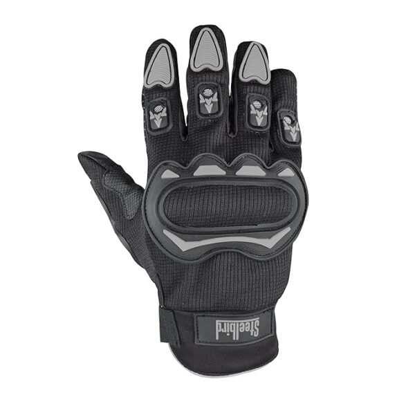 Steelbird Polyester Full Finger Bike Riding Gloves With Touch Screen Sensitivity At Thumb & Index Finger, Protective Off-Road Motorbike Racing (X-Large, Black Grey, Cycling)